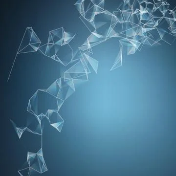 Abstract vector blue mesh background. Chaotically connected points and polygo 스톡 일러스트