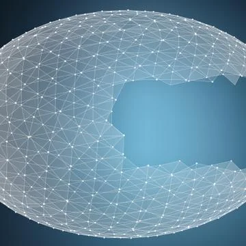 Abstract vector blue mesh background. Chaotically connected points and polygo Illustrazione stock