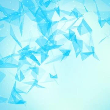 Abstract vector blue mesh background. Chaotically connected points and polygo Illustrazione stock