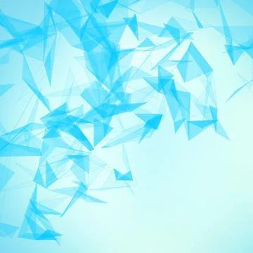 Abstract vector blue mesh background. Chaotically connected points and polygo Illustrazione stock
