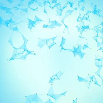 Abstract vector blue mesh background. Chaotically connected points and polygo 스톡 일러스트