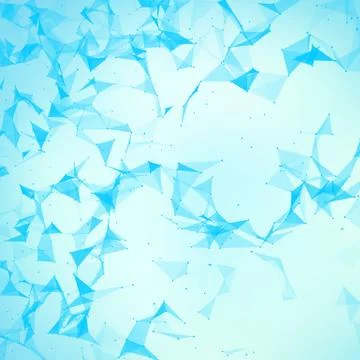 Abstract vector blue mesh background. Chaotically connected points and polygo Illustrazione stock
