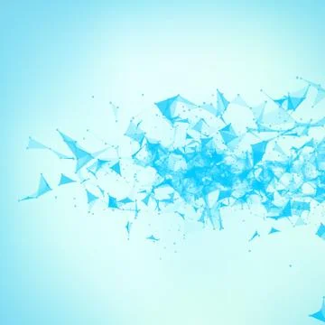 Abstract vector blue mesh background. Chaotically connected points and polygo 스톡 일러스트