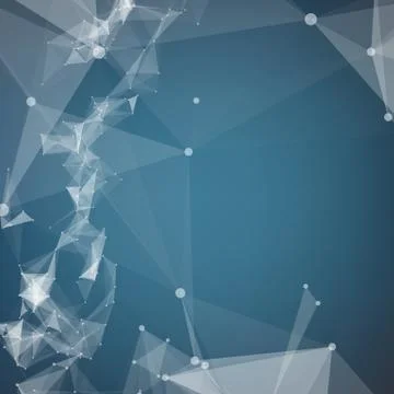 Abstract vector blue mesh background. Chaotically connected points and polygo Illustrazione stock