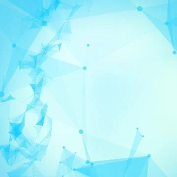 Abstract vector blue mesh background. Chaotically connected points and polygo Illustrazione stock