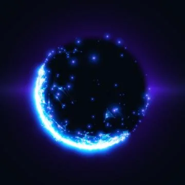 Abstract vector blue mesh background. Black hole or singularity. Futuristic t Stock Illustration