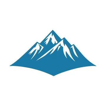 Abstract Vector Blue Mountain Range Icon or Logo Design Template 스톡 일러스트