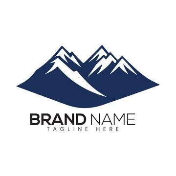Abstract Vector Blue Mountain Range Icon or Logo Design Template Stock Illustration