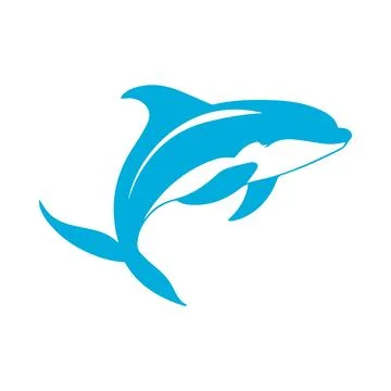 Abstract Vector Blue Ocean Dolphin Icon or Logo Design Template Stock Illustration