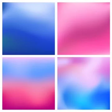 Abstract vector blue pinkblurred background set 4 colors set. Square blurred Stock Illustration