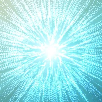 Abstract vector blue space background. Explosion of sphere with glowing parti Stock Illustration