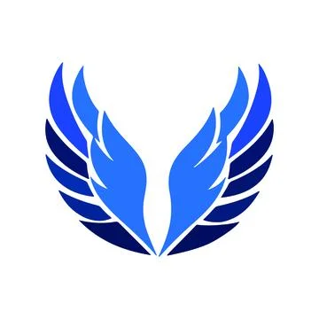 Abstract Vector Blue Stylized Wings Icon or Logo Design Template Stock Illustration