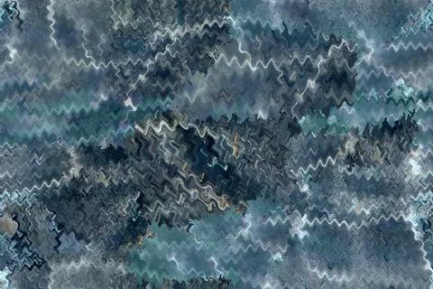 Abstract vector blue turquoise seamless pattern with wavy lines and spots Stockillustratie
