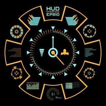 Abstract vector blue virtual graphic touch user interface HUD. Stock Illustration