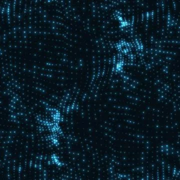 Abstract vector blue wave mesh background. Point cloud array. Chaotic light w Illustrazione stock