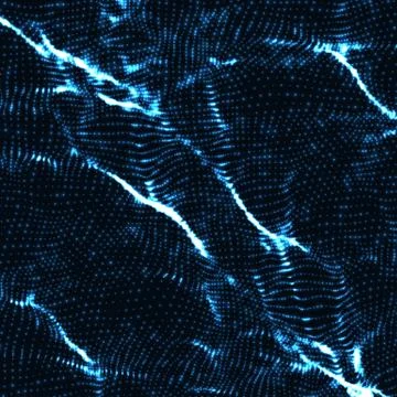 Abstract vector blue wave mesh background. Point cloud array. Chaotic light w Stock Illustration