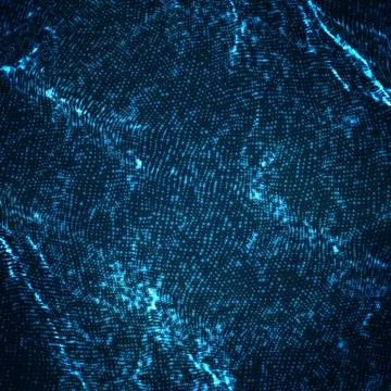 Abstract vector blue wave mesh background. Point cloud array. Chaotic light w Illustrazione stock