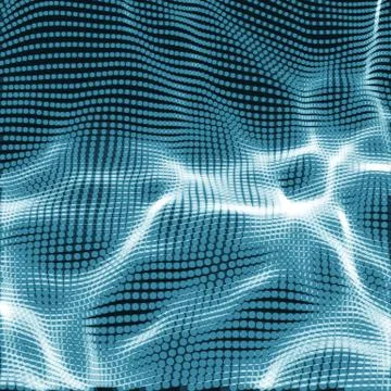 Abstract vector blue wave mesh background. Point cloud array. Chaotic light w Illustrazione stock