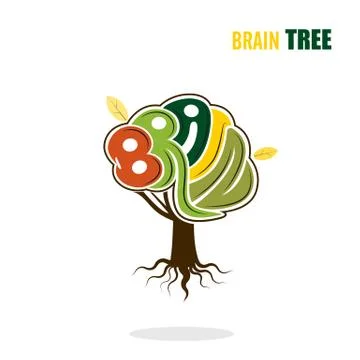 Abstract vector brain tree logo template.Think green concept.Business ,indust Stock Illustration