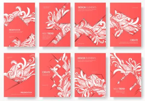 Abstract vector brochure cards set. Print art template of flyear, magazines Stock Illustration