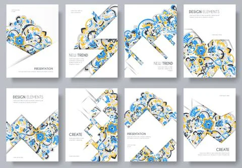 Abstract vector brochure cards set. Print art template of flyear, magazines Stock Illustration