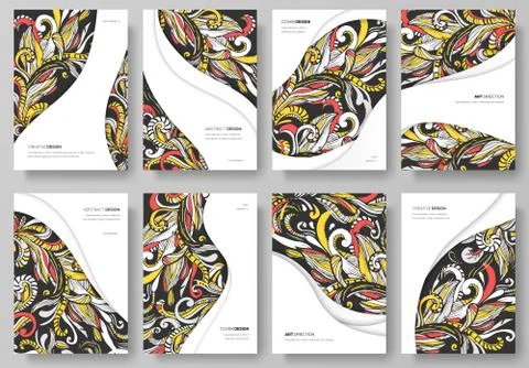 Abstract vector brochure cards set. Print art template of flyear, magazines Stock Illustration