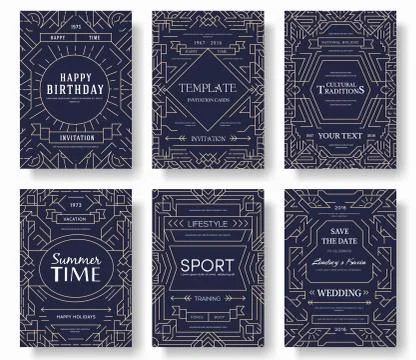 Abstract vector brochure cards set. Outline art template of flyear, magazines Stock Illustration