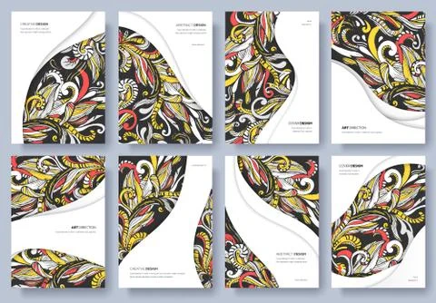 Abstract vector brochure cards set. Print art template of flyear, magazines Stock Illustration