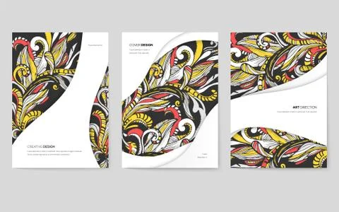 Abstract vector brochure cards set. Print art template of flyear, magazines Stock Illustration