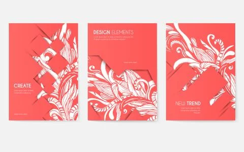 Abstract vector brochure cards set. Print art template of flyear, magazines Illustrazione stock