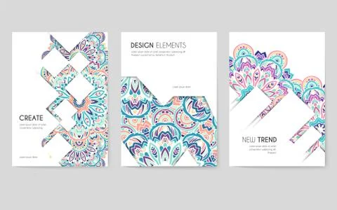 Abstract vector brochure cards set. Print art template of flyear, magazines Ilustración de archivo