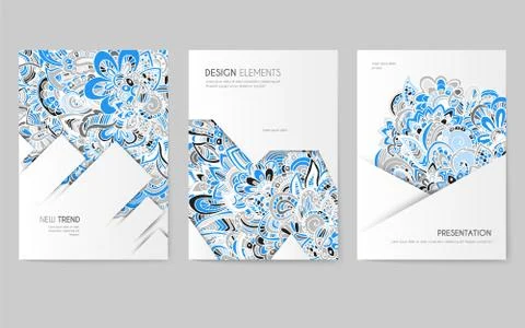 Abstract vector brochure cards set. Print art template of flyear, magazines 스톡 일러스트