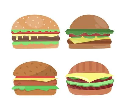 Abstract Vector Burger Pack Icon Design Template Illustrazione stock