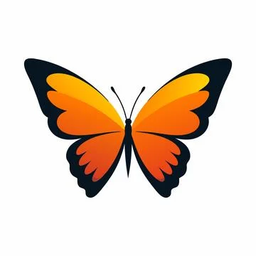 Abstract Vector butterfly with orange and black wings Icon or Logo Design T.. Stock Illustration