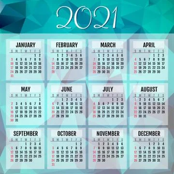Abstract vector calendar for 2021 year  Week starts from sunday Stock Illustration