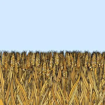 Abstract vector cartoon doodle wheat seamless pattern イラスト素材