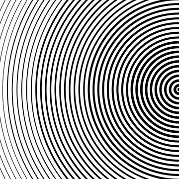 Abstract vector circle halftone black background. Gradient retro line pattern Stock Illustration