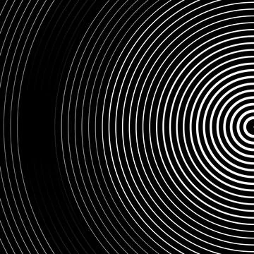 Abstract vector circle halftone black background. Gradient retro line patte.. Ilustración de archivo