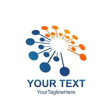 Abstract vector circle logotype. Orange unusual isolated chemistry logo. Viru Stock Illustration