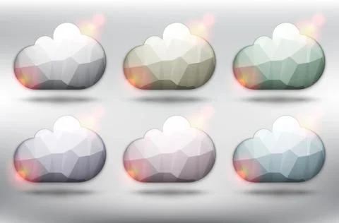 Abstract vector cloud icons set of 6. Stock Illustration