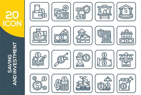 Abstract vector collection of line analytics and investment icons. Elements f 스톡 일러스트