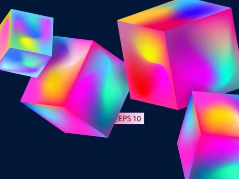 Abstract vector color 3D Cubes with depth effect. Futuristic modern design. E Stock Illustration