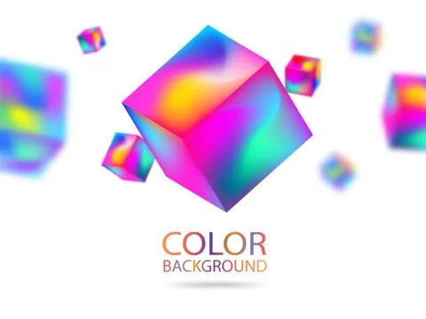 Abstract vector color 3D Cubes with depth effect. Futuristic modern design. E Stock Illustration