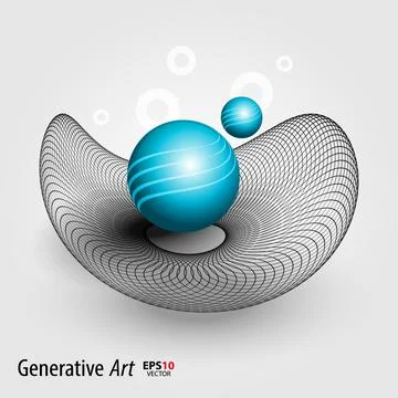 Abstract vector color generative art objects background template Stock Illustration
