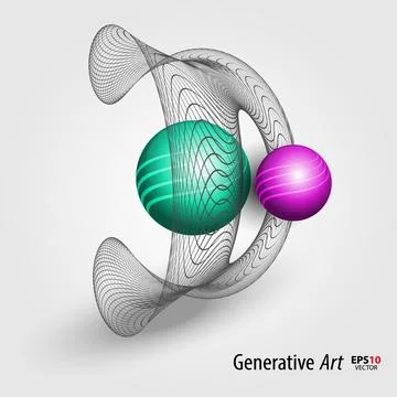 Abstract vector color generative art objects background template Illustrazione stock