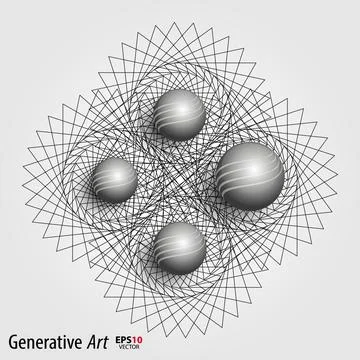 Abstract vector color generative art objects background template Stock Illustration