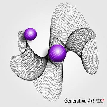 Abstract vector color generative art objects background template Stock Illustration
