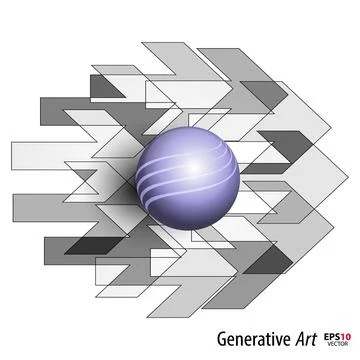 Abstract vector color generative art objects background template Stock Illustration