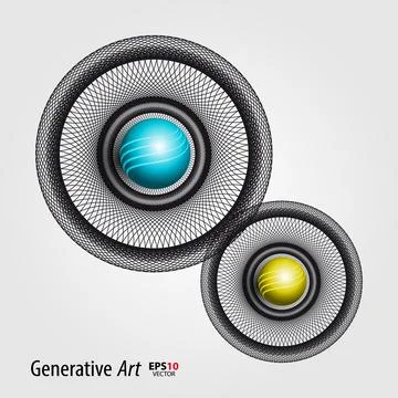 Abstract vector color generative art objects background template Illustrazione stock
