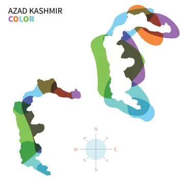 Abstract vector color map of Azad Kashmir with transparent paint effect. Stock Illustration